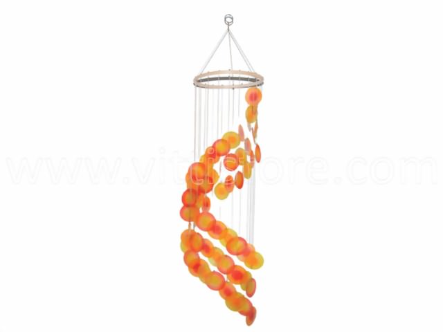 Bild von Muschelwindspiel Spirale bicolor orange-rot-gelb 73 cm